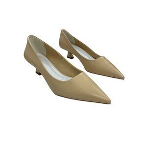 NEW Franco Sarto Beige Pointed Toe Leather Low Heel Pumps Sz 7.5